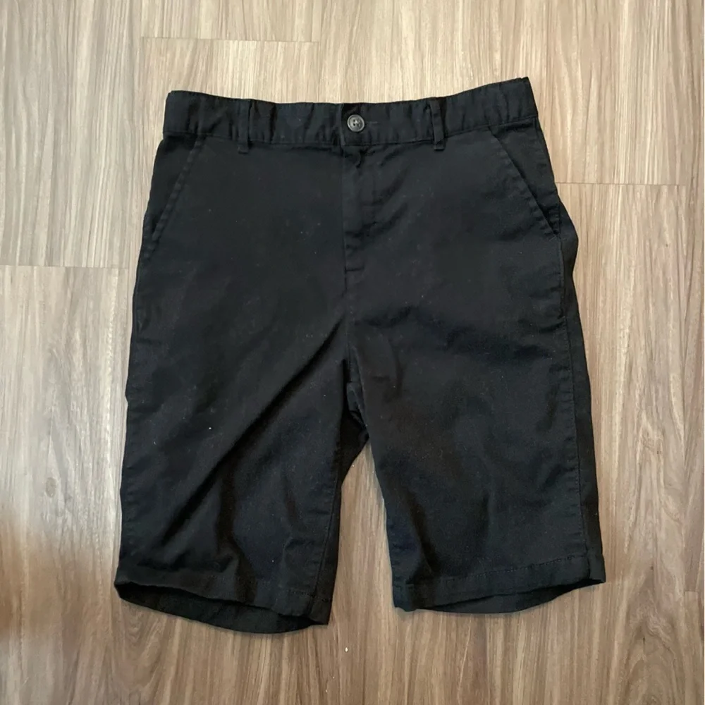Place Boys Black Chino Shorts with Flat Front Design size  14